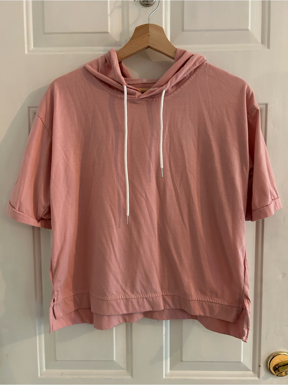 Source Unknown Dusty Rose Short-Sleeve Hooded Top